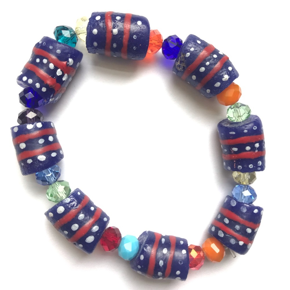 NEW Navy Blue African Beaded Bracelet